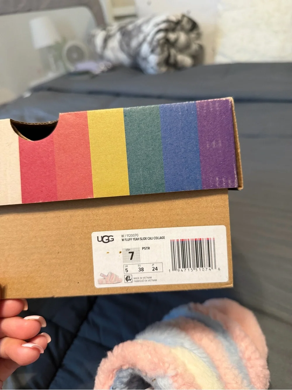 UGG Pastel Pink and Blue Fluffy Platform Slippers